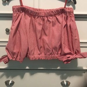 Zara off the shoulder gingham top